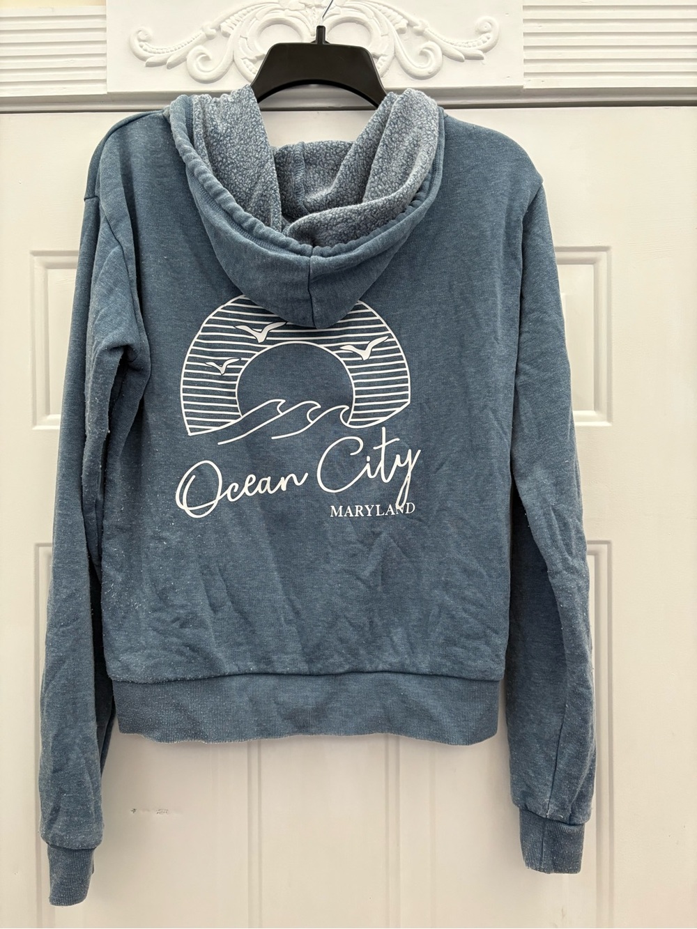 Ocean City Maryland Blue Hooded Plush-Lined Sweater